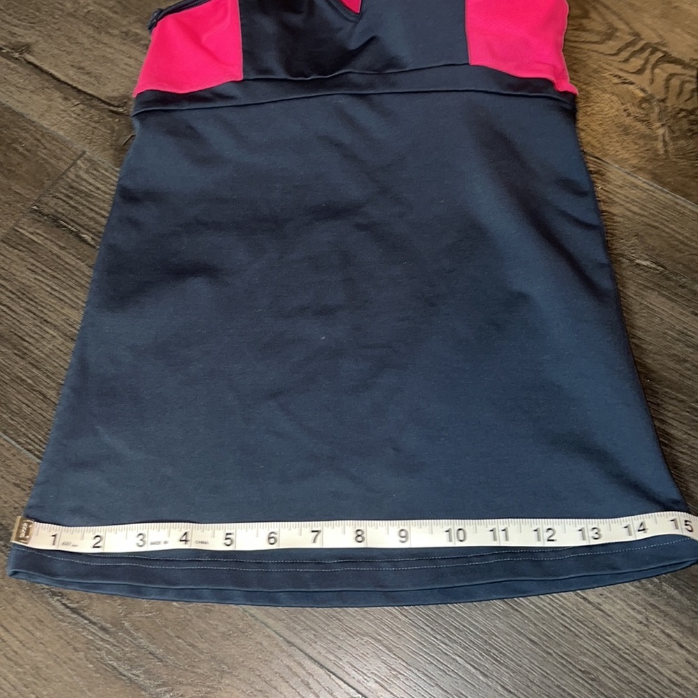 Aerie American Eagle Racerback Vneck Tank w/Mesh Size Medium Grey/Bright Pink - Picture 9 of 10